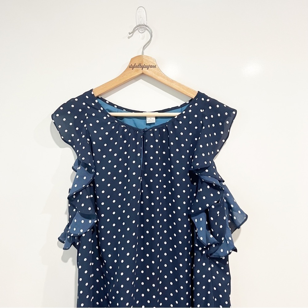 J. Crew Polka Dot Printed Ruffle Flutter Dress - image 2